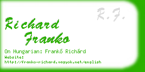 richard franko business card